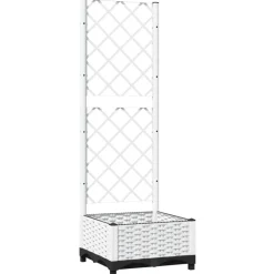 Pelouses & Jardins-vidaXL Jardinière avec treillis 40x40x121,5 cm PP Blanc