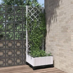 Pelouses & Jardins-vidaXL Jardinière avec treillis 40x40x121,5 cm PP Blanc