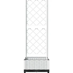 Pelouses & Jardins-vidaXL Jardinière avec treillis 40x40x121,5 cm PP Blanc