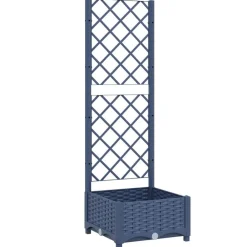 Pelouses & Jardins-vidaXL Jardinière avec treillis Bleu Gris 40x40x121,5 cm PP Gris bleu