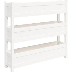 Pelouses & Jardins-vidaXL Jardinière 112x25x104,5 cm Bois massif de pin Blanc