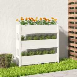 Pelouses & Jardins-vidaXL Jardinière 112x25x104,5 cm Bois massif de pin Blanc