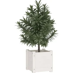 Pelouses & Jardins-vidaXL Jardinière d'extérieur 31x31x31 cm Bois de pin massif Blanc