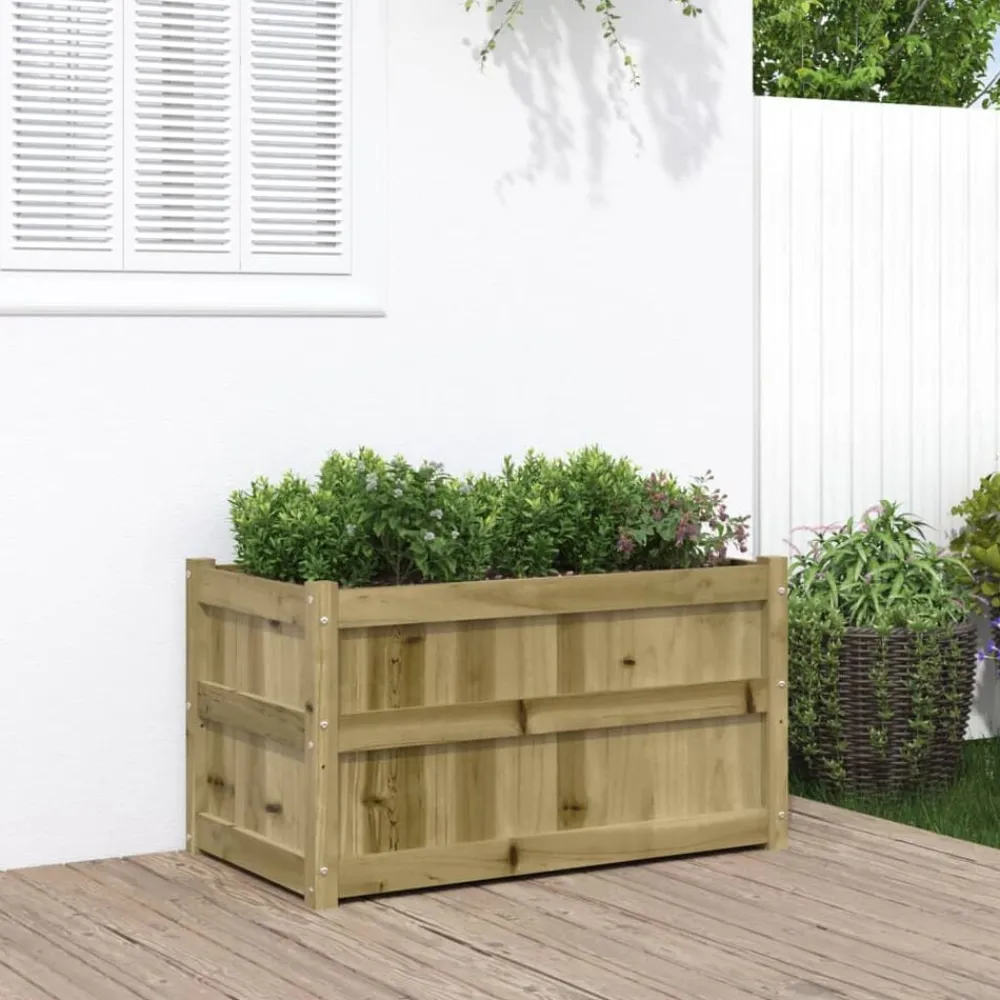 Pelouses & Jardins-vidaXL Jardinière d'extérieur 90x50x50 cm bois de pin imprégné Naturel impregné