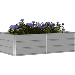 Pelouses & Jardins-vidaXL Jardinière 160 x 80 x 45 cm Acier Gris clair