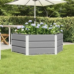 Pelouses & Jardins-vidaXL Jardinière 129 x 129 x 45 cm Acier Gris clair