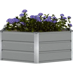 Pelouses & Jardins-vidaXL Jardinière 129 x 129 x 45 cm Acier Gris clair