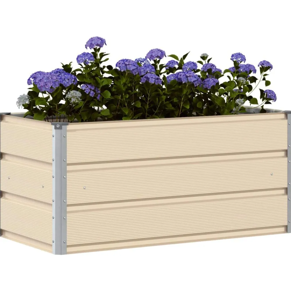 Pelouses & Jardins-vidaXL Jardinière 100 x 50 x 45 cm Acier galvanisé Ivoire