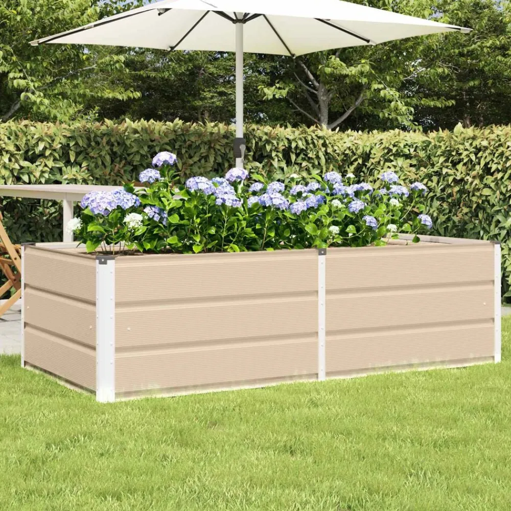 Pelouses & Jardins-vidaXL Jardinière 160 x 80 x 45 cm Acier Ivoire