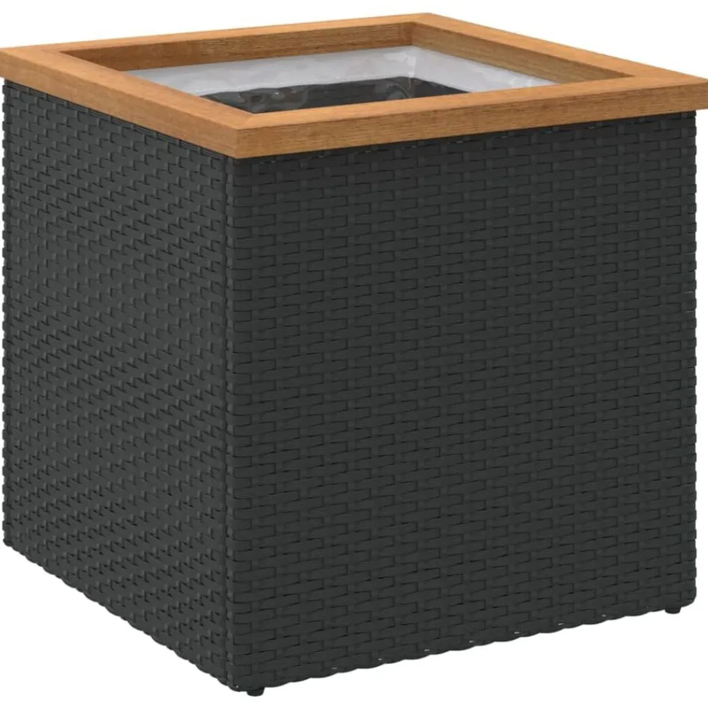 Pelouses & Jardins-vidaXL Jardinière noir 40x40x40 cm résine tressée