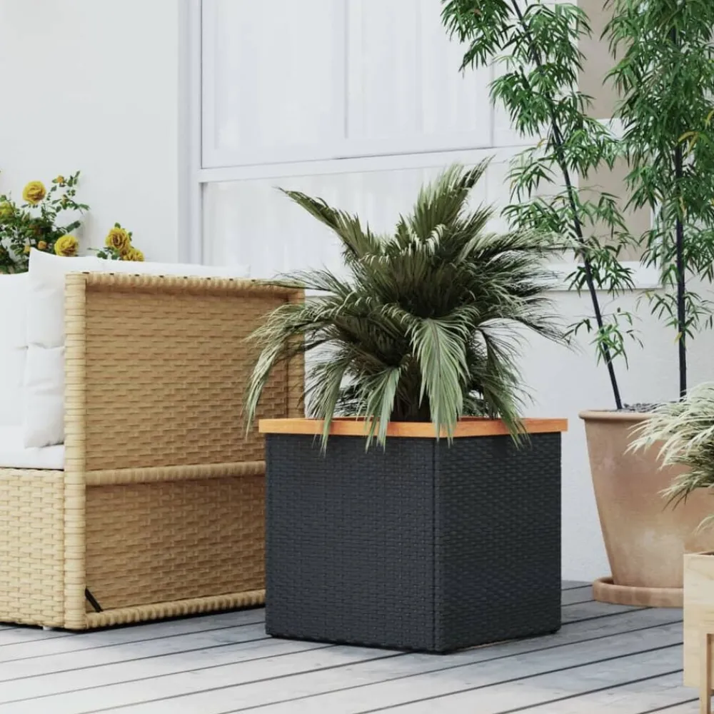 Pelouses & Jardins-vidaXL Jardinière noir 40x40x40 cm résine tressée
