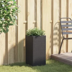 vidaXL Jardinière 30x30x60 cm résine tressée