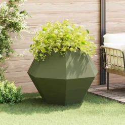 Pelouses & Jardins-vidaXL Jardinière 100 x 100 x 80 cm Acier Vert olive