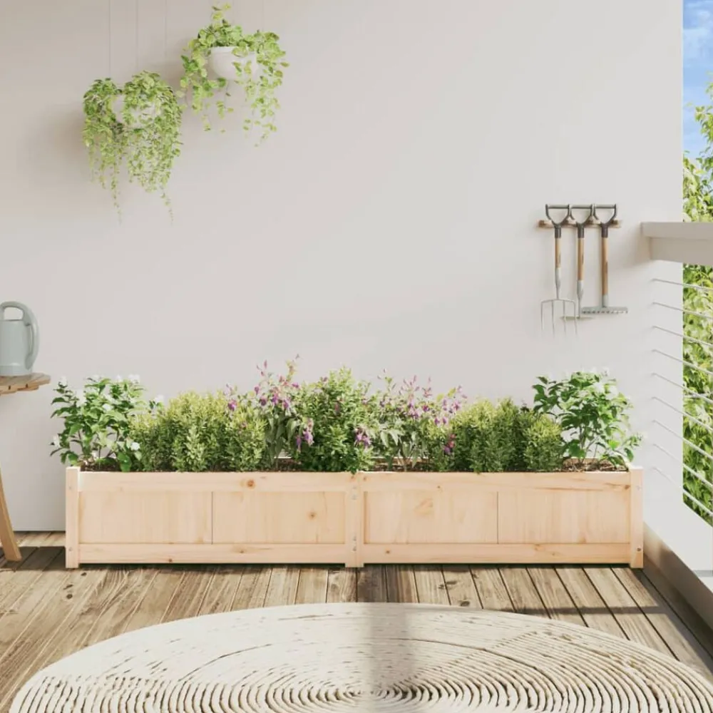 Pelouses & Jardins-vidaXL Jardinière 180x31x31 cm bois de pin massif Pin naturel