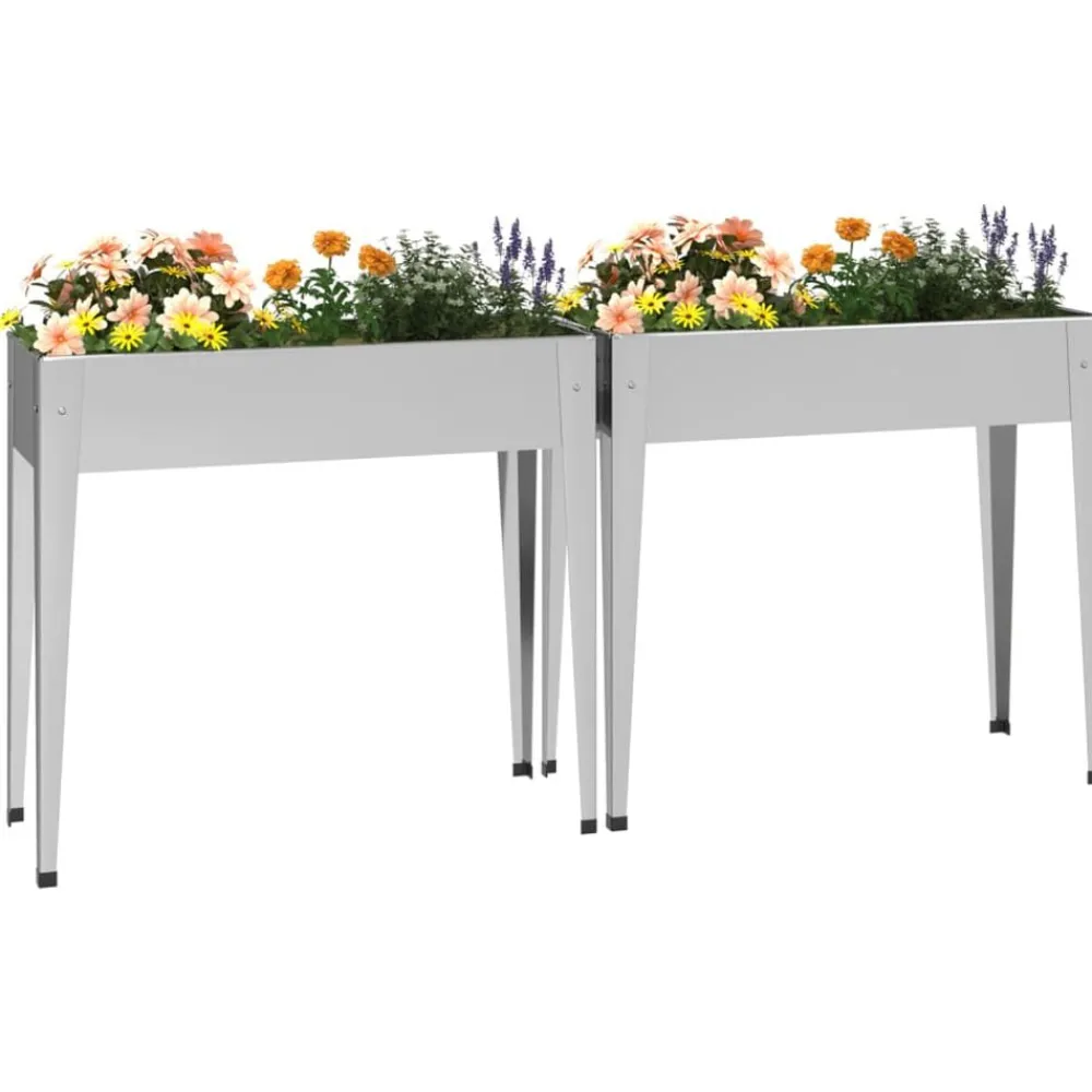 vidaXL Jardinières 2 pcs Acier galvanisé