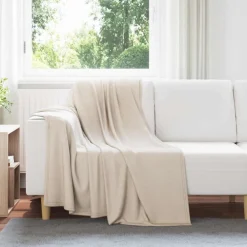Linge-vidaXL Jeté 170 x 130 cm Toison Beige