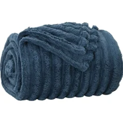 Linge-vidaXL Jeté 150 x 130 cm Toison Bleu marine