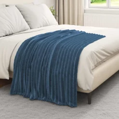 Linge-vidaXL Jeté 150 x 130 cm Toison Bleu marine