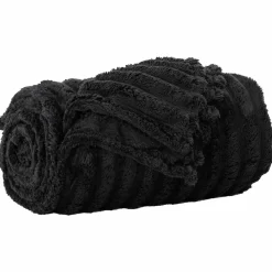 Linge-vidaXL Jeté 150 x 130 cm Toison Noir