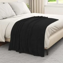 Linge-vidaXL Jeté 130 x 150 cm Toison Noir