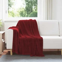 Linge-vidaXL Jeté 130 x 150 cm Toison Rouge bordeaux