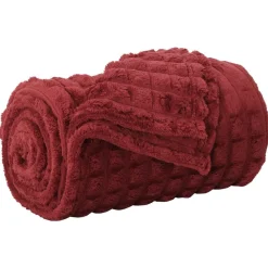 Linge-vidaXL Jeté 150 x 130 cm Toison Rouge bordeaux