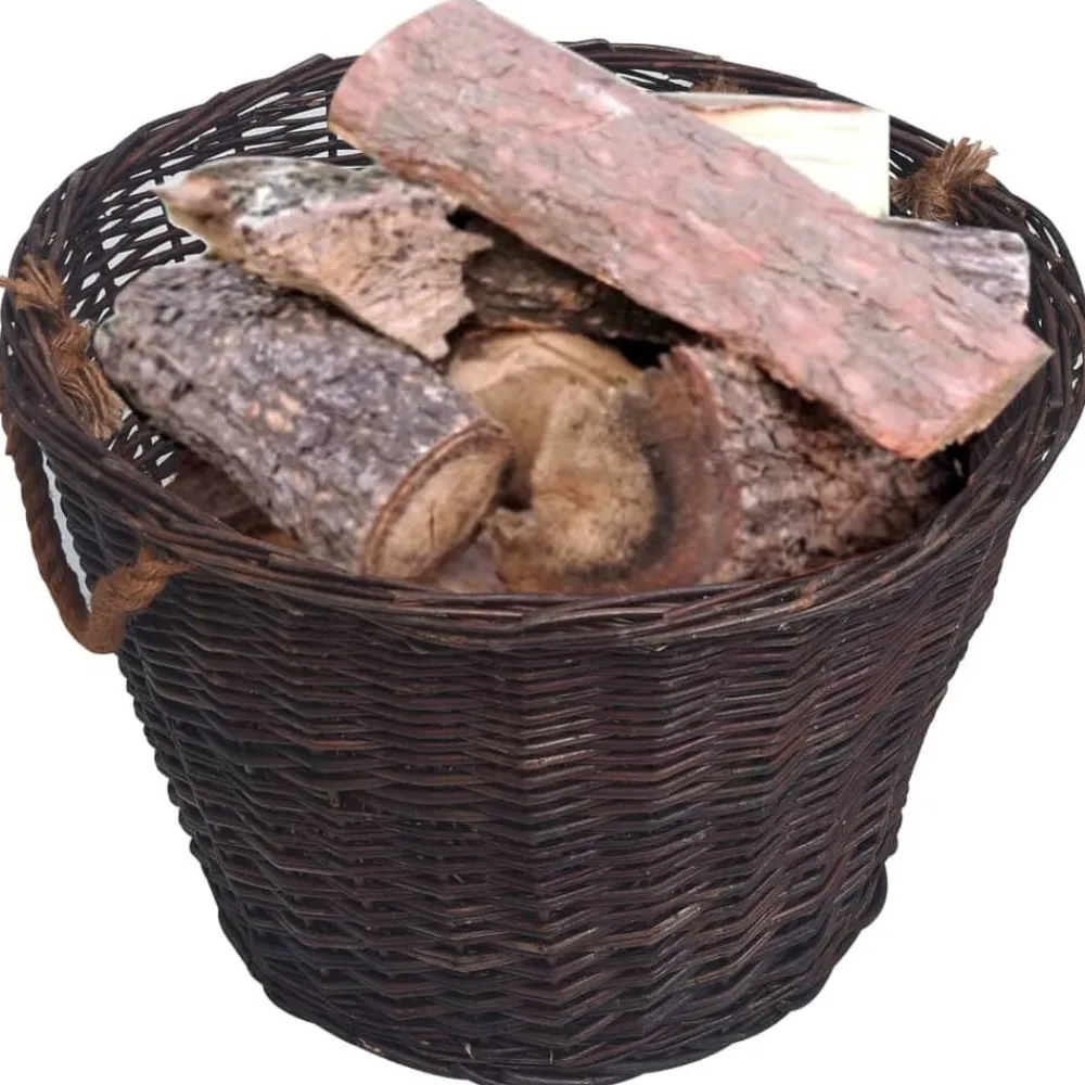 vidaXL Jeu 3 paniers empilables à bois de chauffage Marron foncé Saule