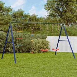 Jeux De Plein Air-vidaXL Jeu balançoire extérieur balançoires échelle et corde à disque Rouge