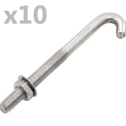 vidaXL Jeu de 25 boulons en J ancrés avec écrou et rondelle M8x100 mm