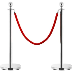 Signalétique-vidaXL Jeu de barrières de file d'attente VIP 3 pcs Inox é Argent