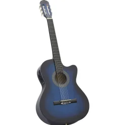 Arts & Loisirs-vidaXL Jeu de guitare 12pcs occidental avec égaliseur et 6 cordes Bleu