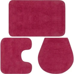 vidaXL Jeu de tapis de salle de bain 3 pcs Tissu Fushsia