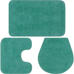 Accessoires De Salle De Bain-vidaXL Jeu de tapis de salle de bain 3 pcs Tissu Turquoise