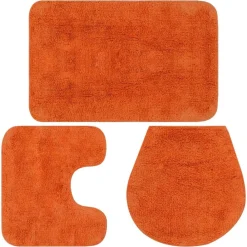 vidaXL Jeu de tapis de salle de bain 3 pcs Tissu