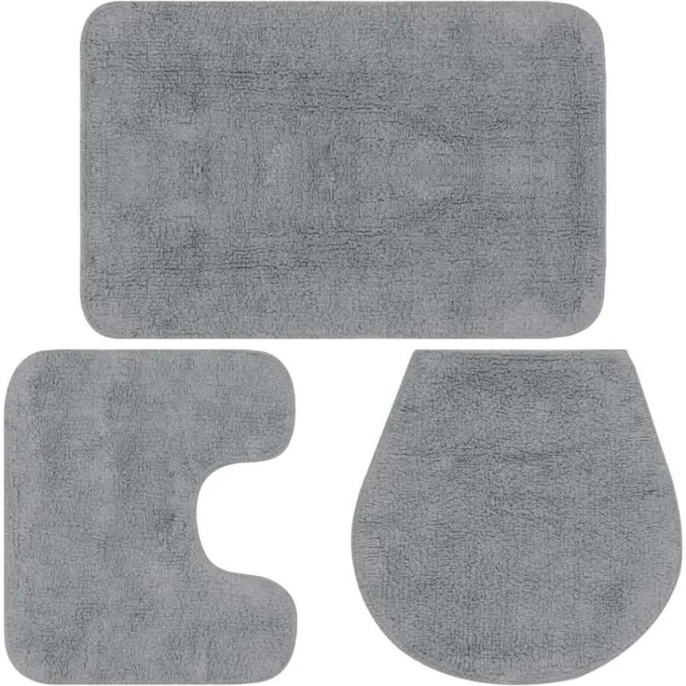 Accessoires De Salle De Bain-vidaXL Jeu de tapis de salle de bain 3 pcs Tissu Gris