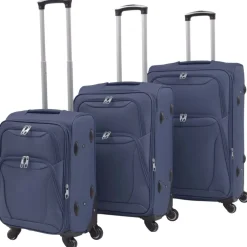Bagages & Maroquinerie-vidaXL Jeu de valises souples 3 pcs Bleu marine