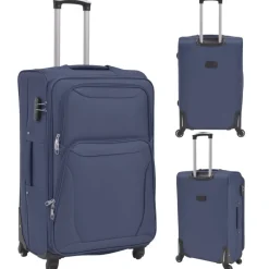 Bagages & Maroquinerie-vidaXL Jeu de valises souples 3 pcs Bleu marine