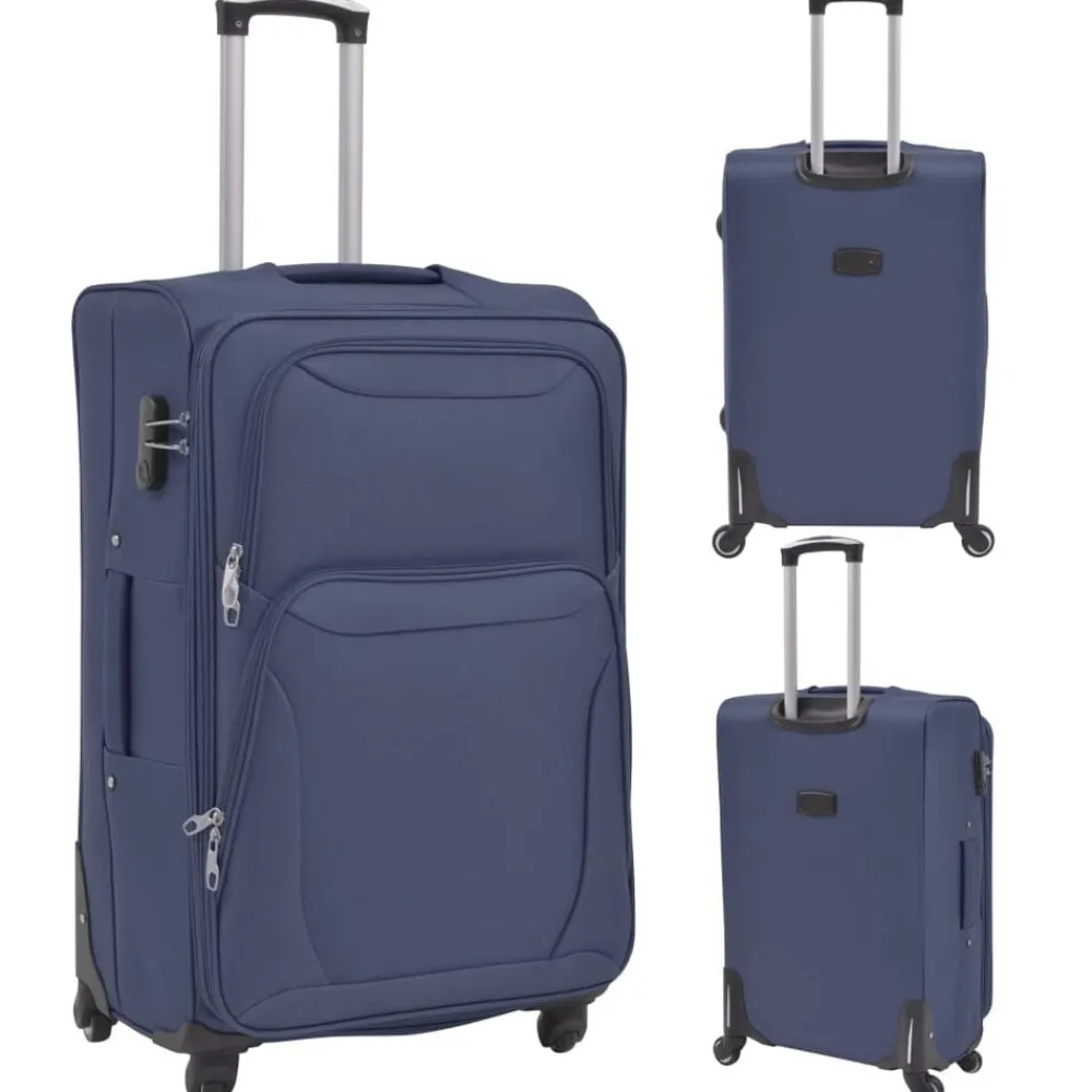 Bagages & Maroquinerie-vidaXL Jeu de valises souples 3 pcs Bleu marine