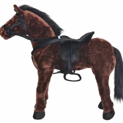 vidaXL Jouet en peluche Cheval Marron foncé XXL