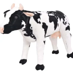 vidaXL Jouet en peluche Vache Noir et blanc XXL