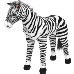 Jouets-vidaXL Jouet en peluche Zèbre Noir et blanc XXL