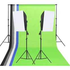 vidaXL Kit d'éclairage studio avec toiles de fond et boîtes à lumière