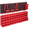 vidaXL Kit de bacs de stockage et panneaux muraux 141pcs rouge et noir