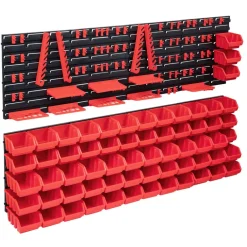 vidaXL Kit de bacs de stockage et panneaux muraux 141pcs rouge et noir
