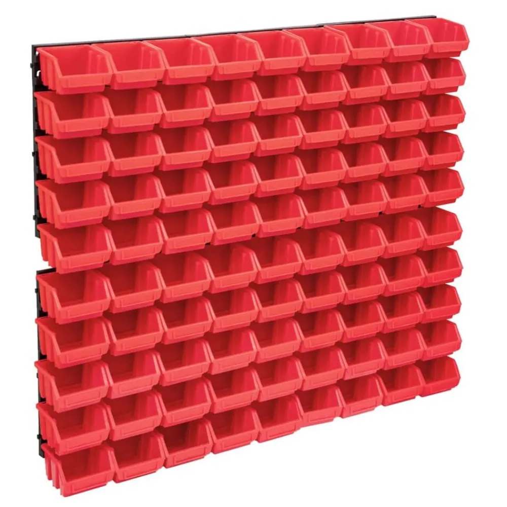 vidaXL Kit de bacs de stockage et panneaux muraux 96 pcs et noir