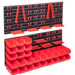 Accessoires De Quincaillerie-vidaXL Kit de bacs de stockage et panneaux muraux 103pcs rouge et noir
