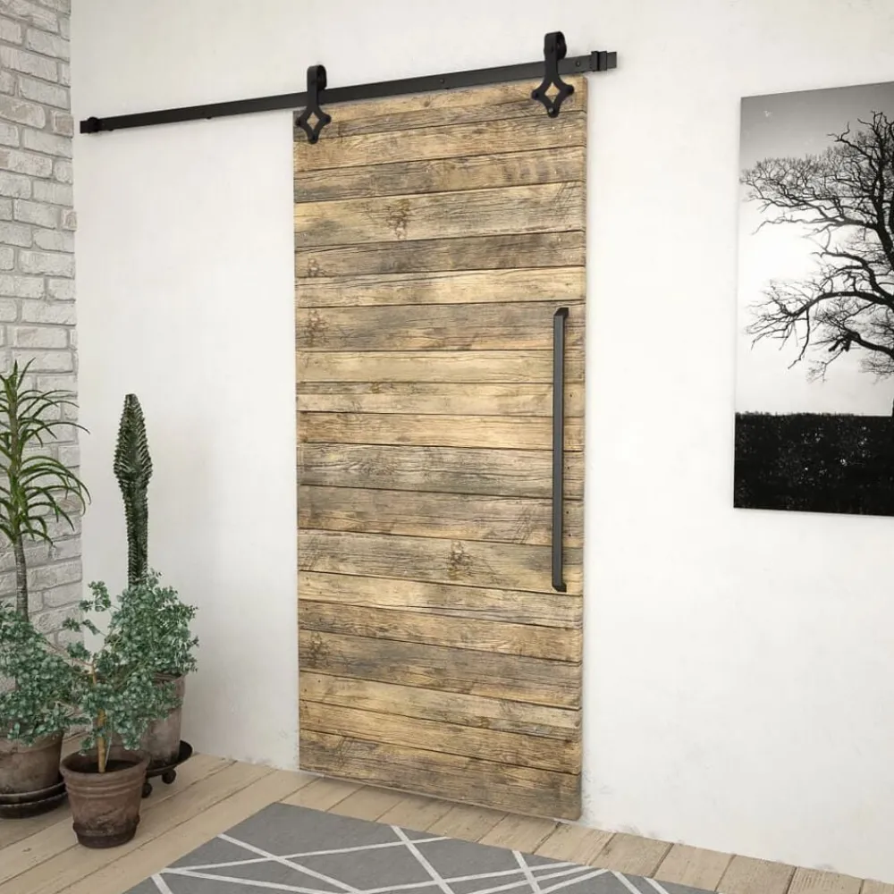Matériaux De Construction-vidaXL Kit de quincaillerie de porte coulissante SKIEN 183 cm Noir