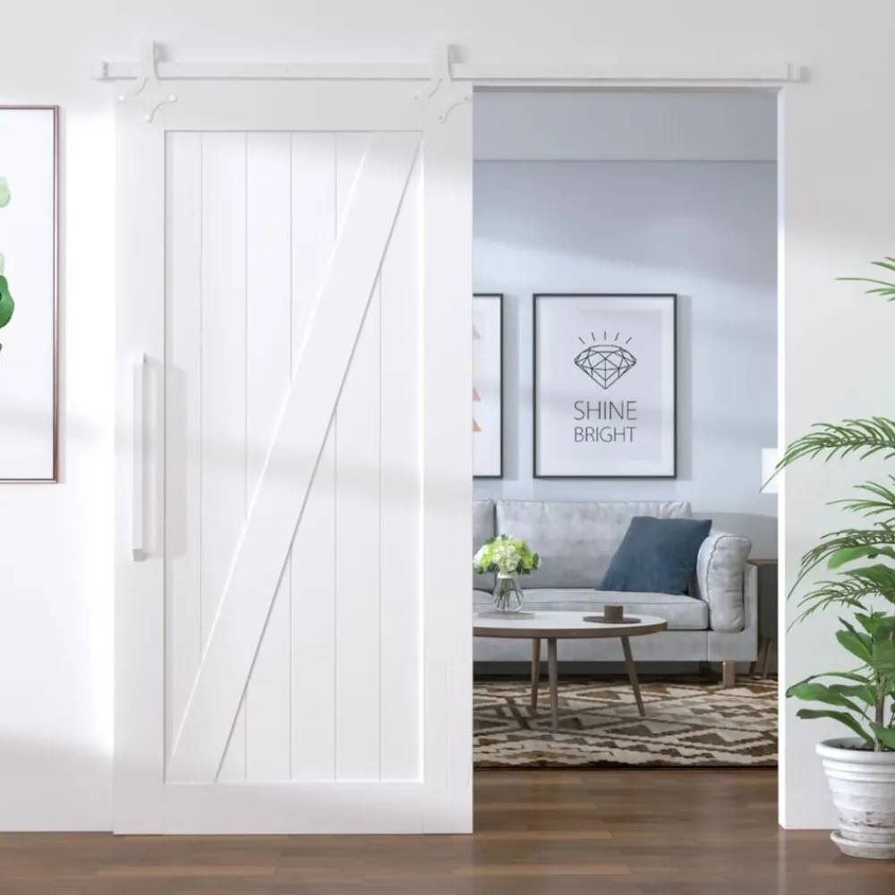 Matériaux De Construction-vidaXL Kit de quincaillerie de porte coulissante 183 cm Acier Blanc