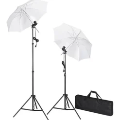 Appareils Photo-vidaXL Kit de studio avec toile de fond he 600x300 cm et lumières Blanc