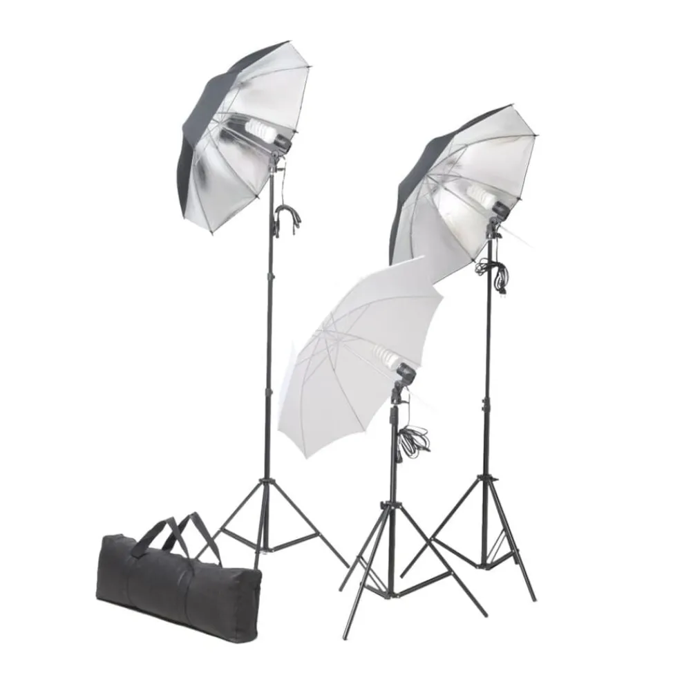 Appareils Photo-vidaXL Kit de studio photo avec ensemble d'éclairage et toile de fond Blanc